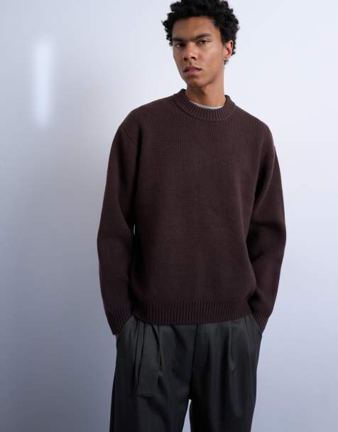Topman - Pull ras de cou décontracté en maille - Marron - view 1