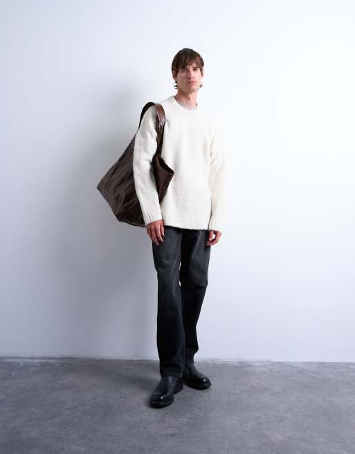 Topman - Pull ras de cou en maille ample - Écru