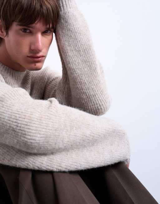 Topman - Pull ras de cou oversize - Taupe, 4 de 5