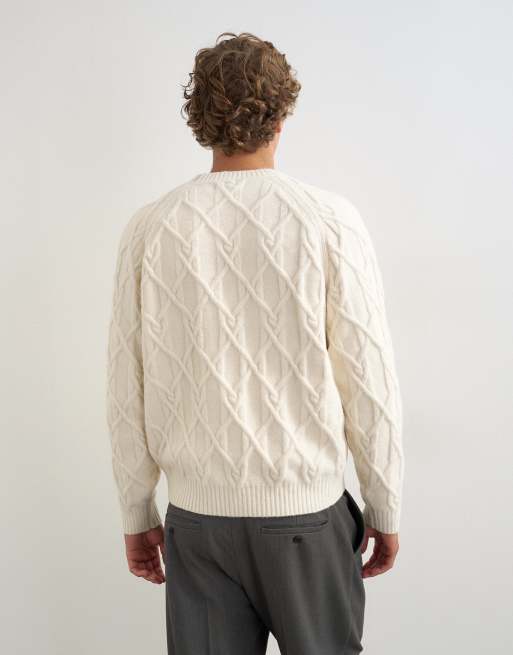 Topman pull torsadé en maille coupe ample écru, 5 de 5