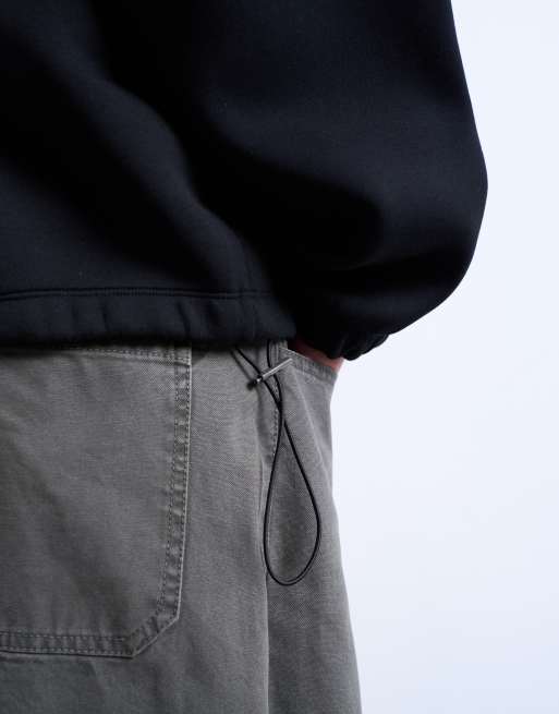 Topman – Pullover aus Material in Neoprenoptik in Schwarz mit kurzem Reißverschluss und Stehkragen, 5 von 5