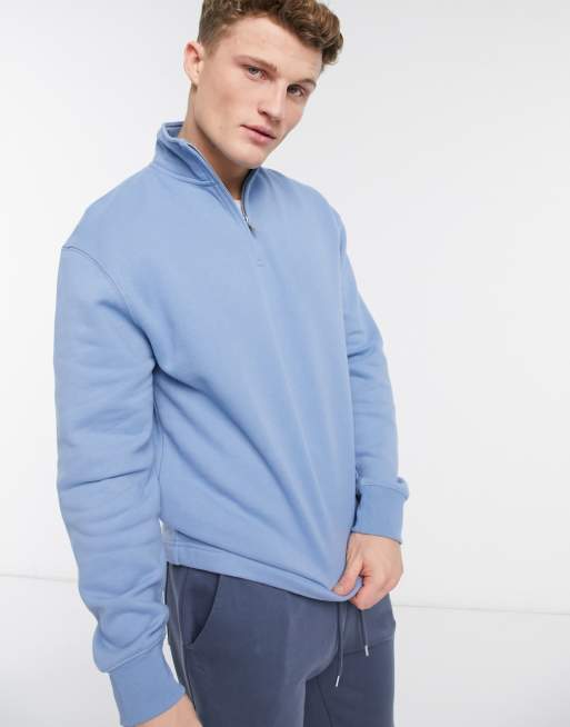 Taylor Sport Quarter Zip in Sky Blue, Hoodies & Crews