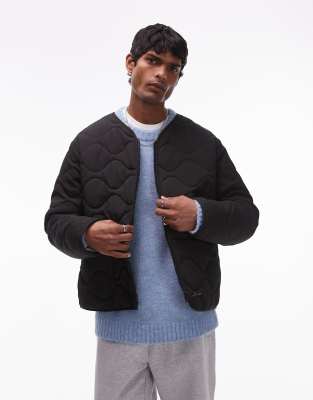 quilted bomber jacket in black