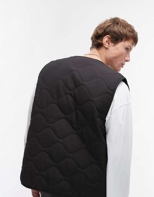 Topman quilted gilet in black, 4 of 4