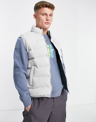 Topman quilted gilet jacket with padding in grey