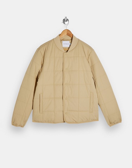 Topman quilted liner jacket in stone