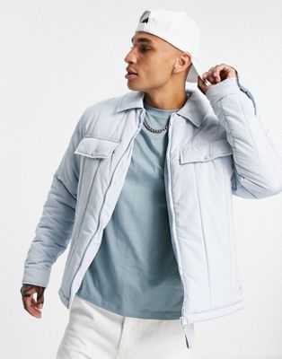 Topman quilted liner jacket with collar in light blue - LBLUE - ASOS Price Checker