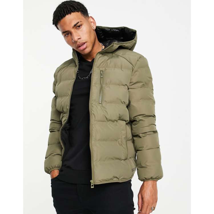 Topman quilted liner jacket with padding in khaki | ASOS