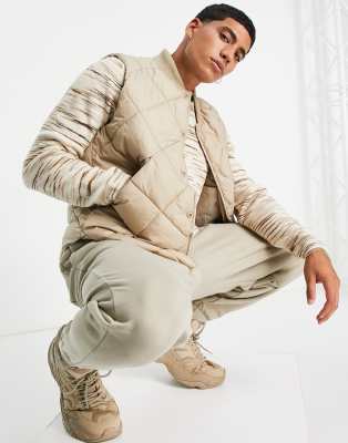 Topman quilted vest in stone - STONE-Neutral