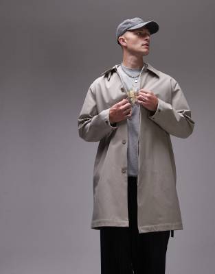 Topman Raincoat In Stone-neutral