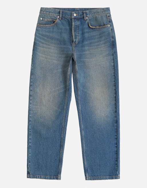 Topman raka jeans med fast denim och toning i mellanljus tvätt, 6 av 7