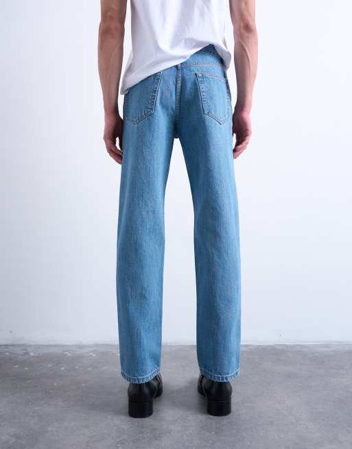 Topman – Raka jeans utan stretch med mellanljus tvätt, 4 av 7