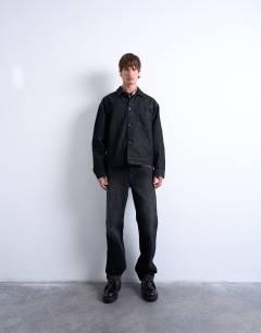Raw denim jacket in black