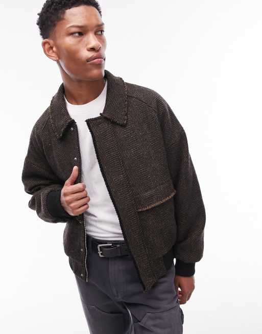 Wool bomber hot sale jacket men