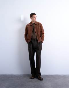 Model wearing Real suede jacket in rust