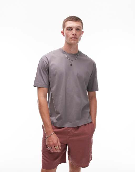 Topman - Recht T-shirt in middengrijs