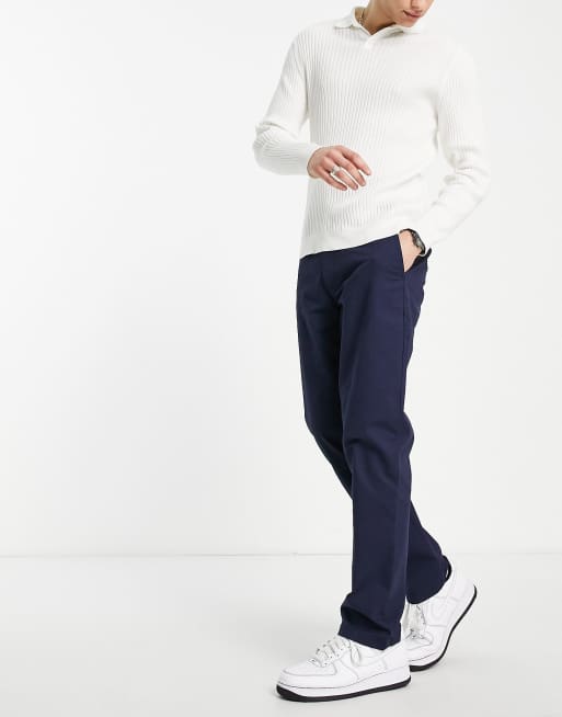 Topman - Rechte chinobroek in marineblauw - NAVY
