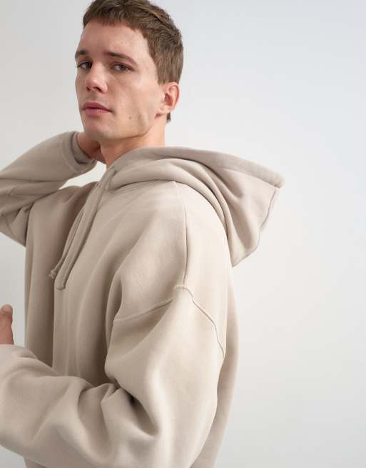 Topman - Rechte distressed hoodie in stone met wassing, 3 van 5