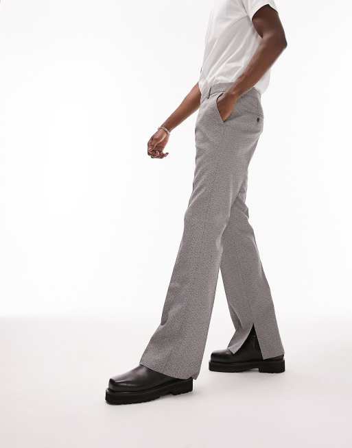 Topman - Rechte flare-broek met textuur in zwart en wit