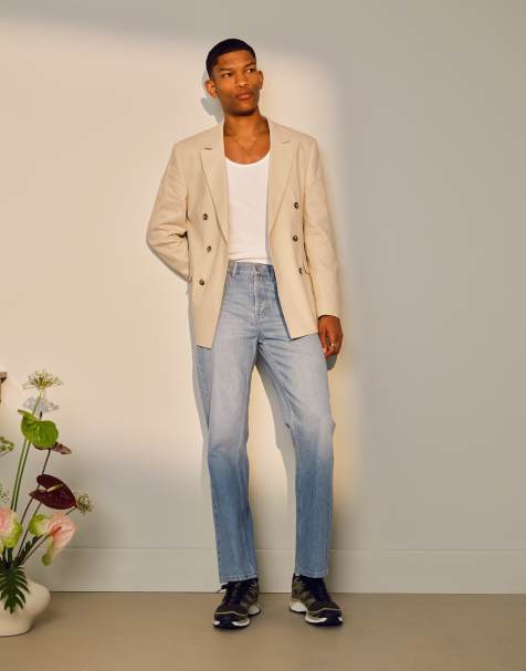 Topman - Rechte jeans in lichtblauw met wassing - view 1