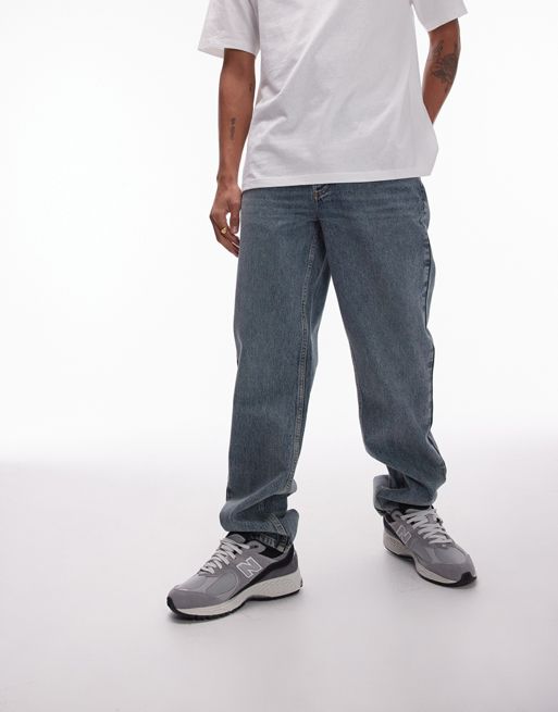 Topman - Rechte jeans in verwassen blauwe kleur