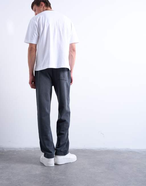 Topman - Rechte joggingbroek met naaddetail in zwart met wassing, 5 van 5