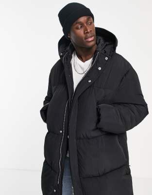 topman longline puffer in black