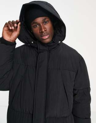 topman longline puffer in black