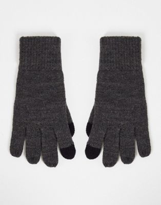 Topman knitted glove in charcoal - CHARCOAL