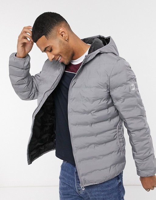 Topman recycled liner puffer jacket in grey
