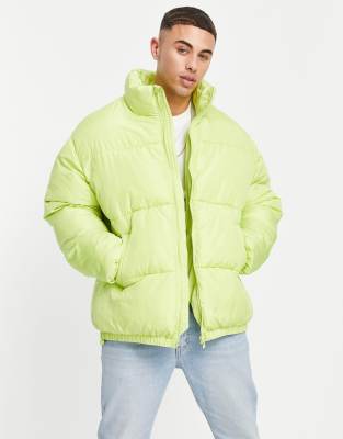 lime green puffer jacket mens