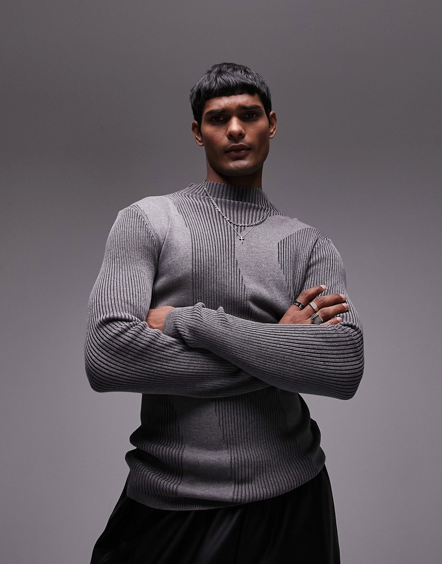 Topman reflective yarn jumper in grey
