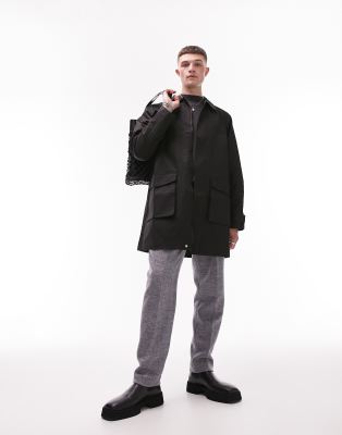 topman black trench coat