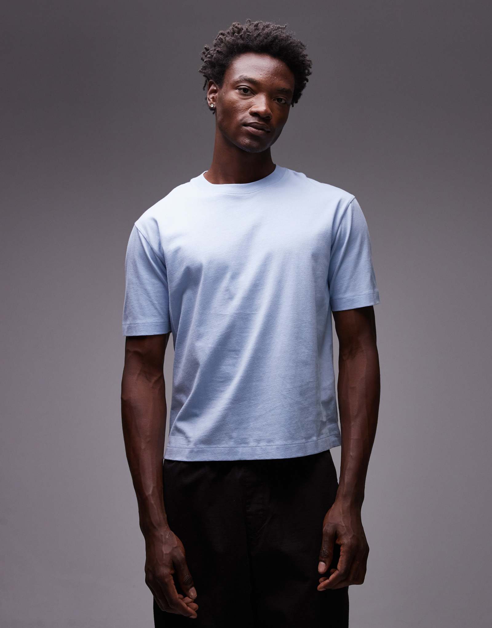 Футболка Topman regular crop fit светло-голубого цвета