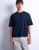 Topman regular crop fit t-shirt in navy