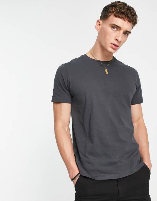 Topman regular essentials t-shirt in charcoal