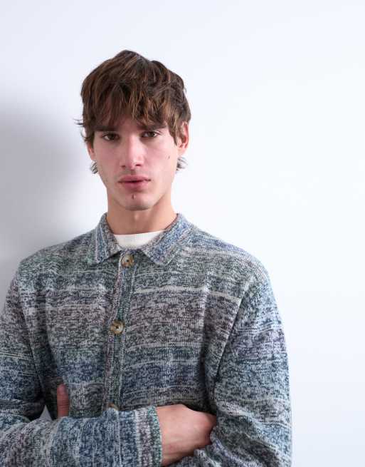Topman regular fit button polo shirt with space-dye knit in multi, 5 of 5