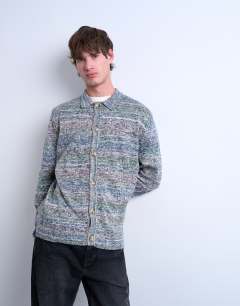Regular fit button polo with space-dye knit in multi
