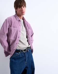 Regular fit cord shirt in washed lilac