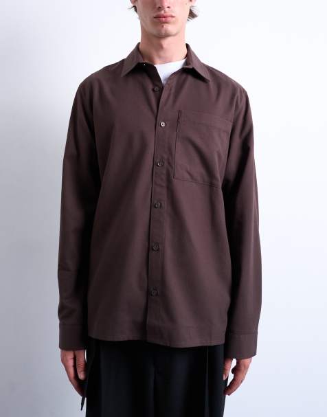 Topman regular fit flannel shirt in brown - view 1