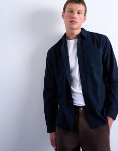 Regular fit flannel shirt in navy