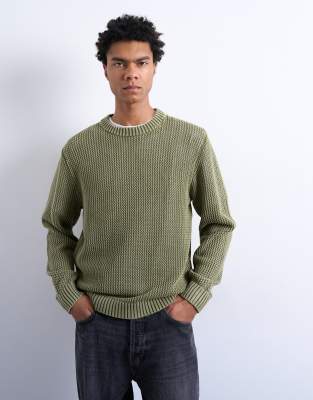 Topman Regular Fit Knit Sweater In Green