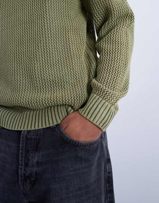 Topman regular fit knit sweater in washed green, 4 of 5