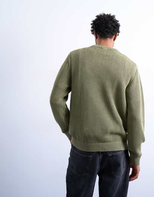 Topman regular fit knitted jumper in washed green, 5 of 5