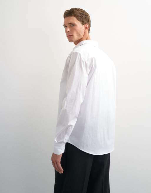 Topman regular fit long sleeve formal stretch shirt in white, 5 of 7