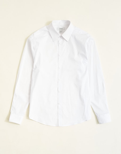 Topman regular fit long sleeve formal stretch shirt in white, 6 of 7