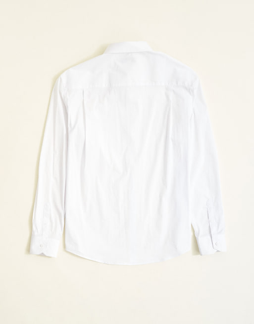 Topman regular fit long sleeve formal stretch shirt in white, 7 of 7
