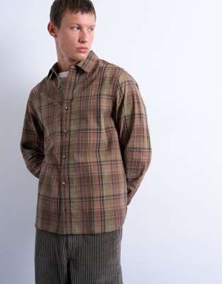 Topman Regular Fit Poplin Plaid Shirt In Multi