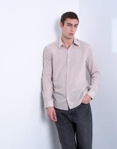 Regular fit sheer stripe shirt in stone