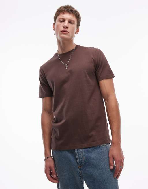 Topman - Regular-fit T-shirt in bruin